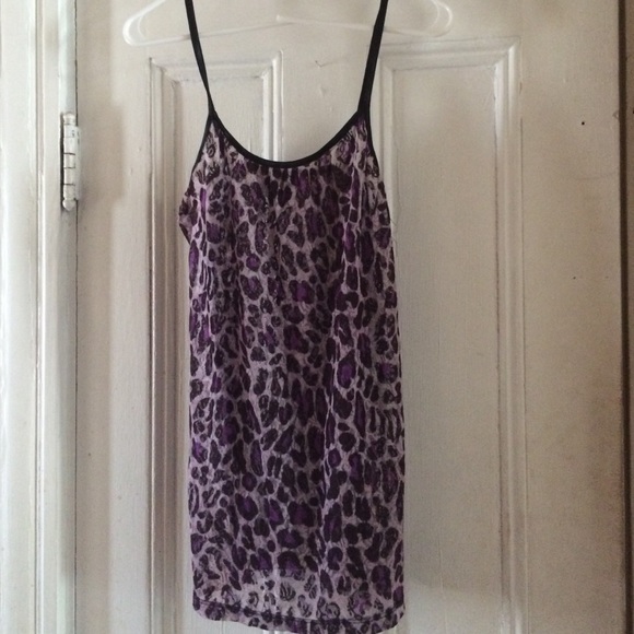 Wet seal tank top leopard print purple black large