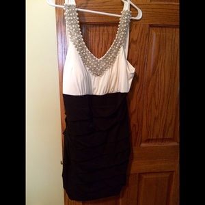 black-and-white dress from Deb