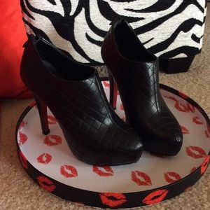 Quilted Black Booties with Red Soles
