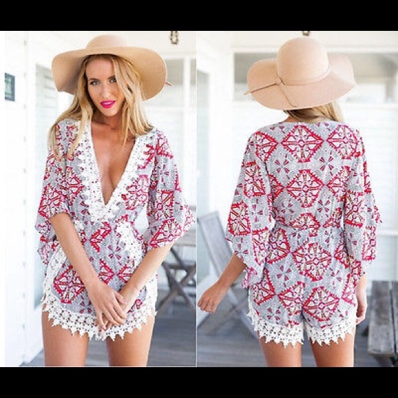 Other - Red and gray romper