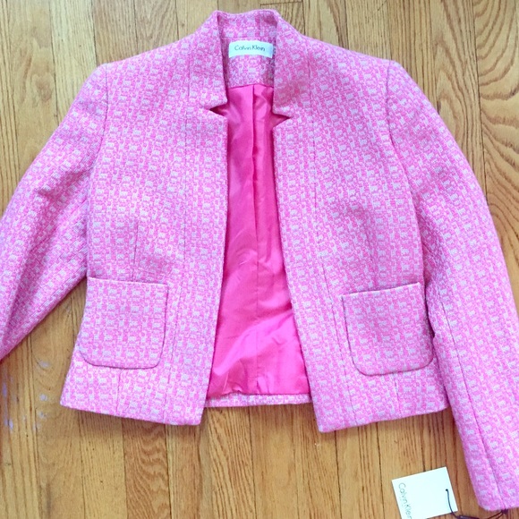 Neon Pink Calvin Klein Houndstooth Blazer