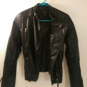 Black faux leather moto jacket size S