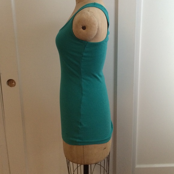 Ribbed Active Basic Teal Muscle Tee - Picture 2 of 4