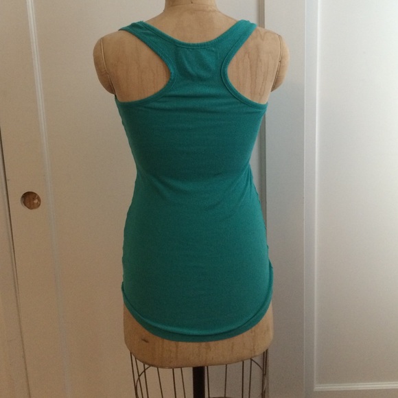 Ribbed Active Basic Teal Muscle Tee - Picture 3 of 4