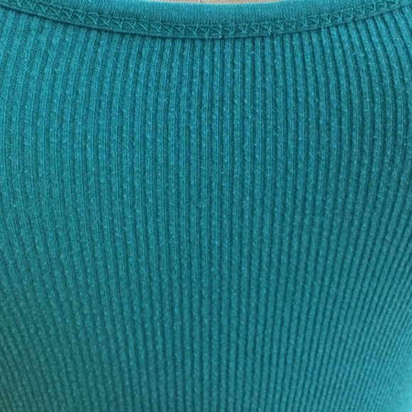 Ribbed Active Basic Teal Muscle Tee - Picture 4 of 4