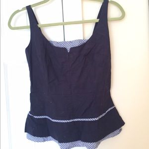 Anthropologie Navy and checkered Tank