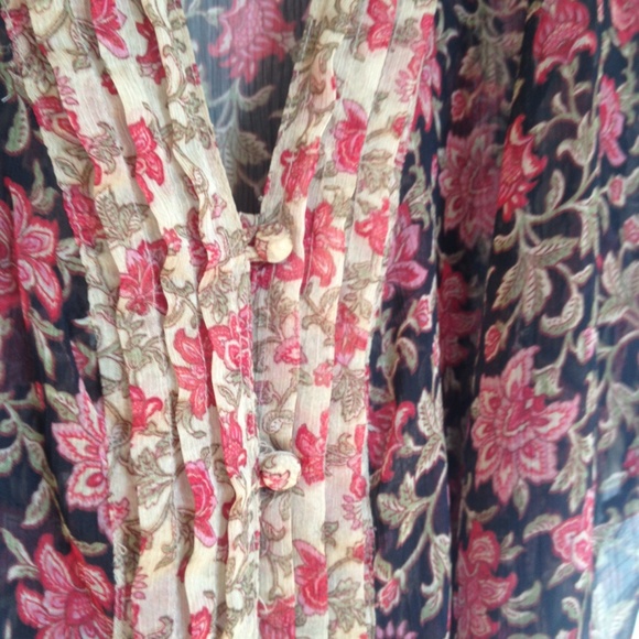 Colorful, sheer, button down Top - Picture 2 of 3