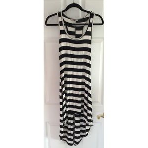 High-Low Black & White Striped Dress