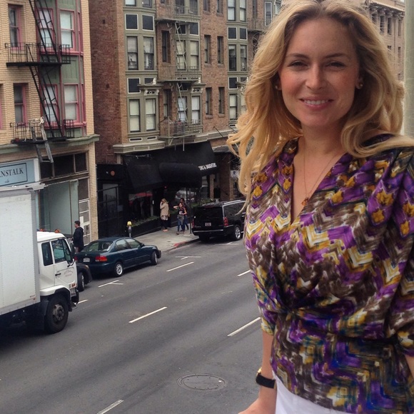 Artistic green purple Anthropologie blouse