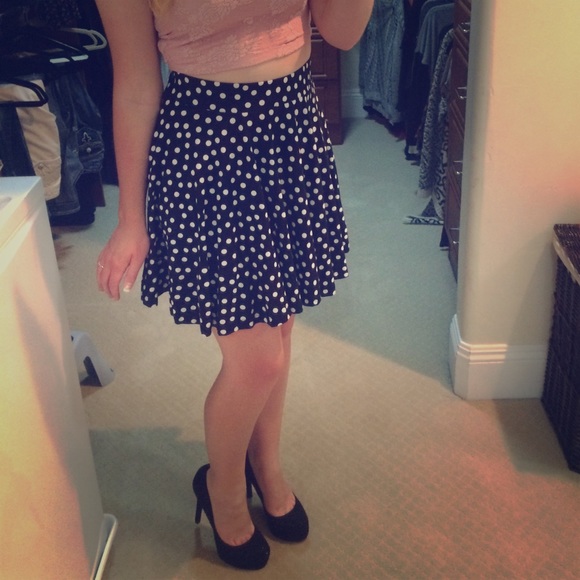 Mid-Length Cotton Polka Dot Skirt