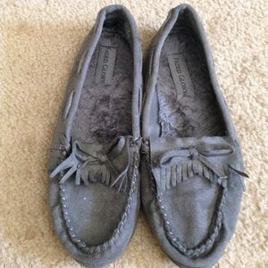 Gray moccasin loafers