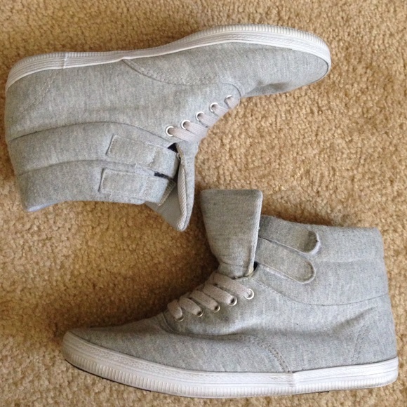 Gray high top sneakers
