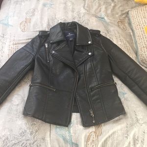 NWOT Black Leather American Eagle Jacket