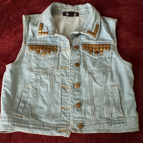 Studded jean vest
