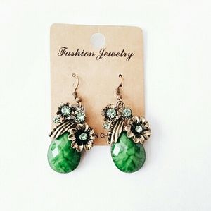 Green Flower Earrings