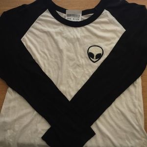Brandy Melville Alien Patch Baseball Tee