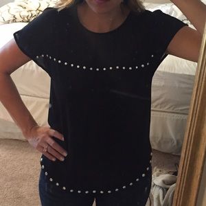 Sheer black studded top