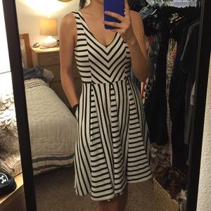 Anthropologie strip fit & flare dress