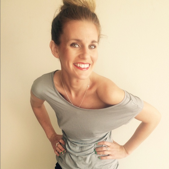 Express Grey Off The Shoulder Top - Picture 2 of 3