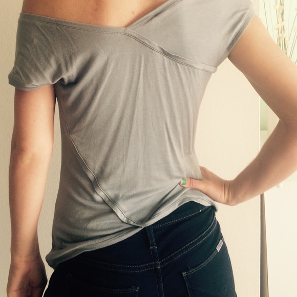 Express Grey Off The Shoulder Top - Picture 3 of 3