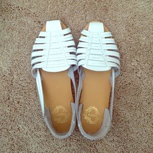 White leather moccasins