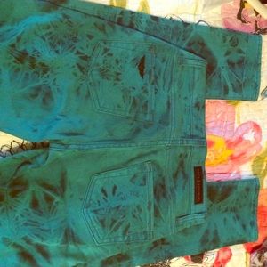 Tie dye teal blues Rock & Republic skinny jeans 2
