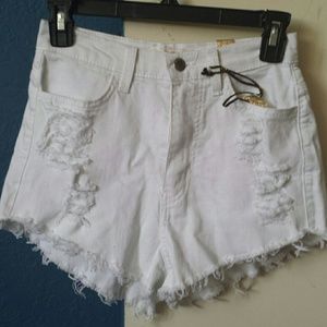 ❌SOLD❌  White distressed high waisted shorts