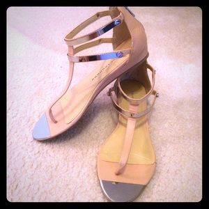 Nude T-strap Sandals