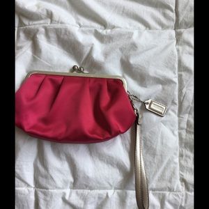 Pink silk Coach clutch