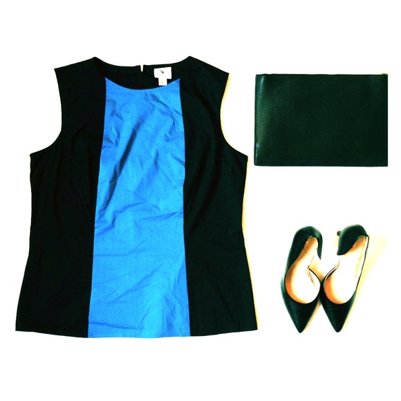 Worthington Tops - 💙Worthington Black and Blue Zipper Back Top💙