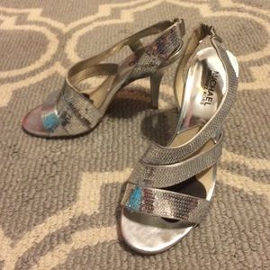 Silver sequin MK heels