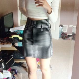 High Waisted Striped Mini Skirt