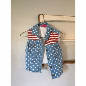 FINAL PRICEAmerican Flag Denim Vest