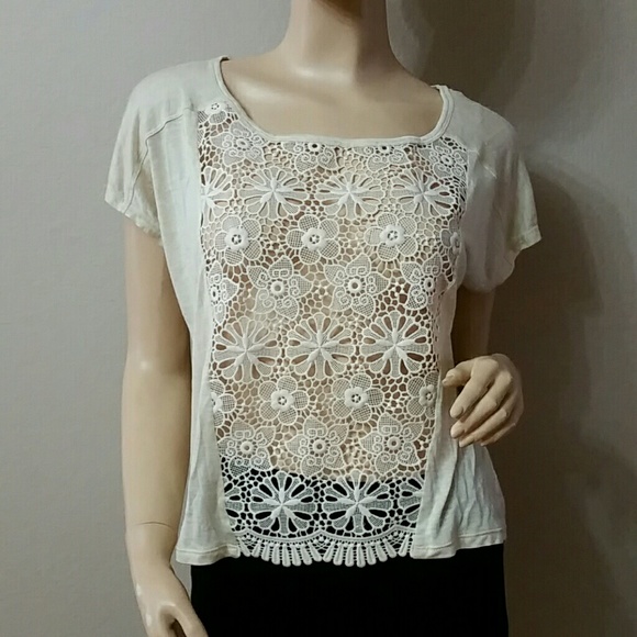 Rewind Tops - Sold Cute Crochet Tan Color Top