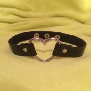 Cute Leather Heart Choker