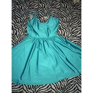 Metallic teal leotard dress from Forever 21