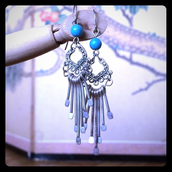 Silver and turquoise fashion earrings