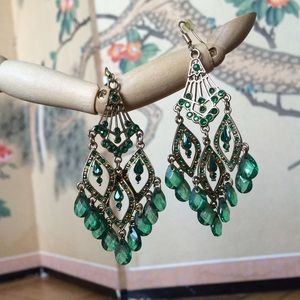 Green chandelier earrings