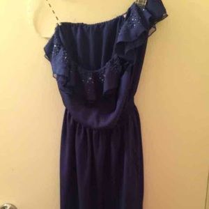 Blue One-Shoulder Dress