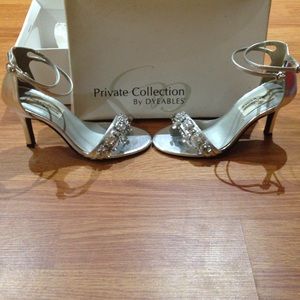 Silver evening heels