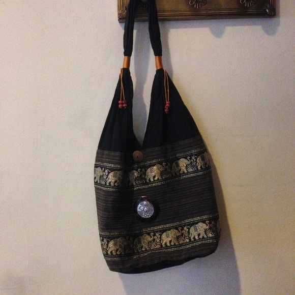 Elephant stitched tote