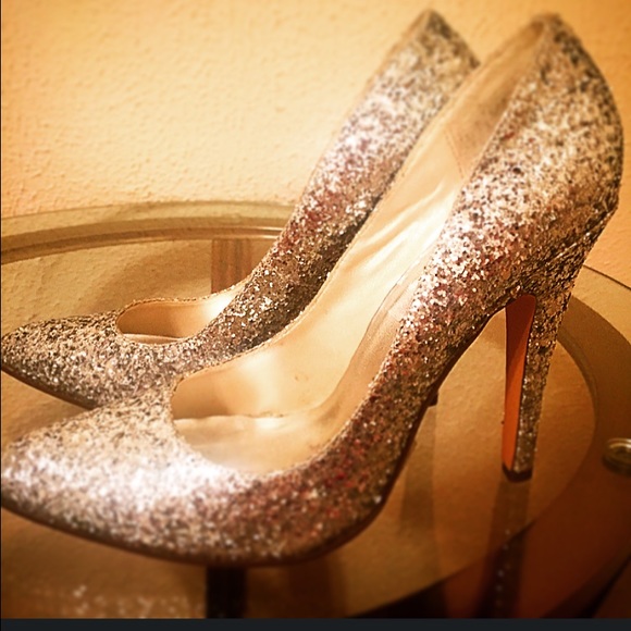 Silver glitter heels