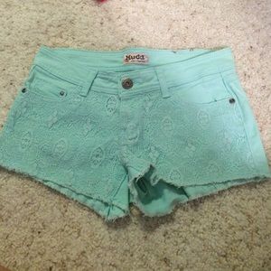 Teal colored Mudd jean shorts