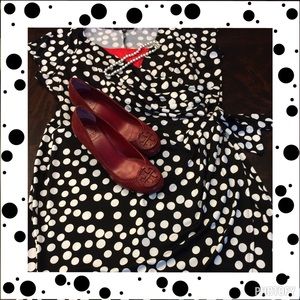 Black dress with off white polka dots. XL