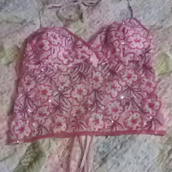 Sexy pink sequin top