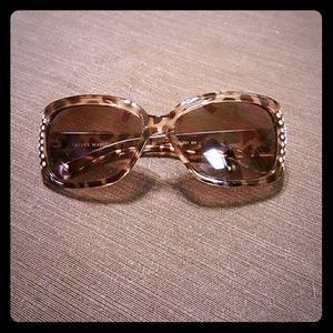 Leopard print glass with rhinestones detail