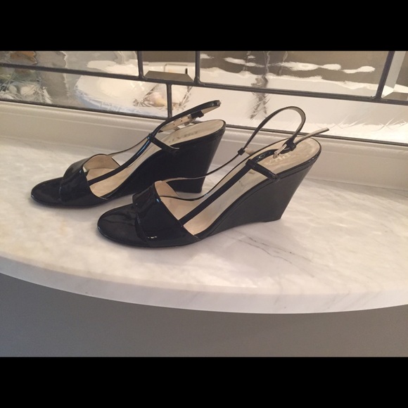 Authentic Prada Black Patent Sandals, Size 7