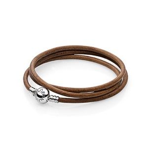 PANDORA Bracelet - Brown Leather Triple Wrap