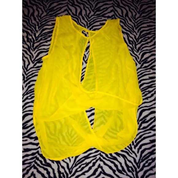 Yellow cut out woven top