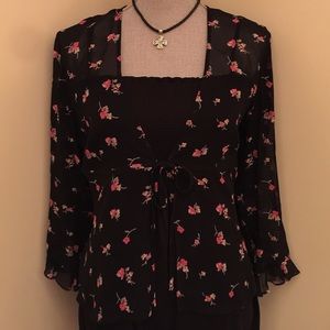 Ann Taylor silk top cardigan coverup over dress